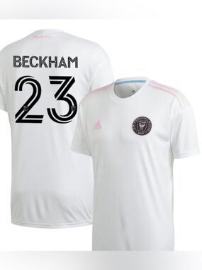 Adidas White Inter Miami Soccer Jersey with Pink Trim - S - Beckham